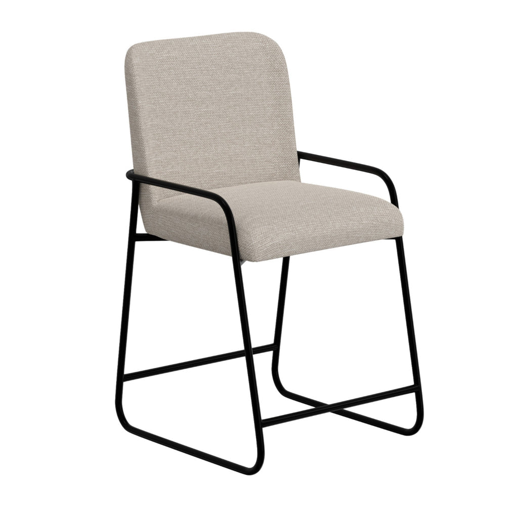 Suze Counter Height Chair Arched Back Black Iron Light Beige Polyester By Casagear Home BM321486