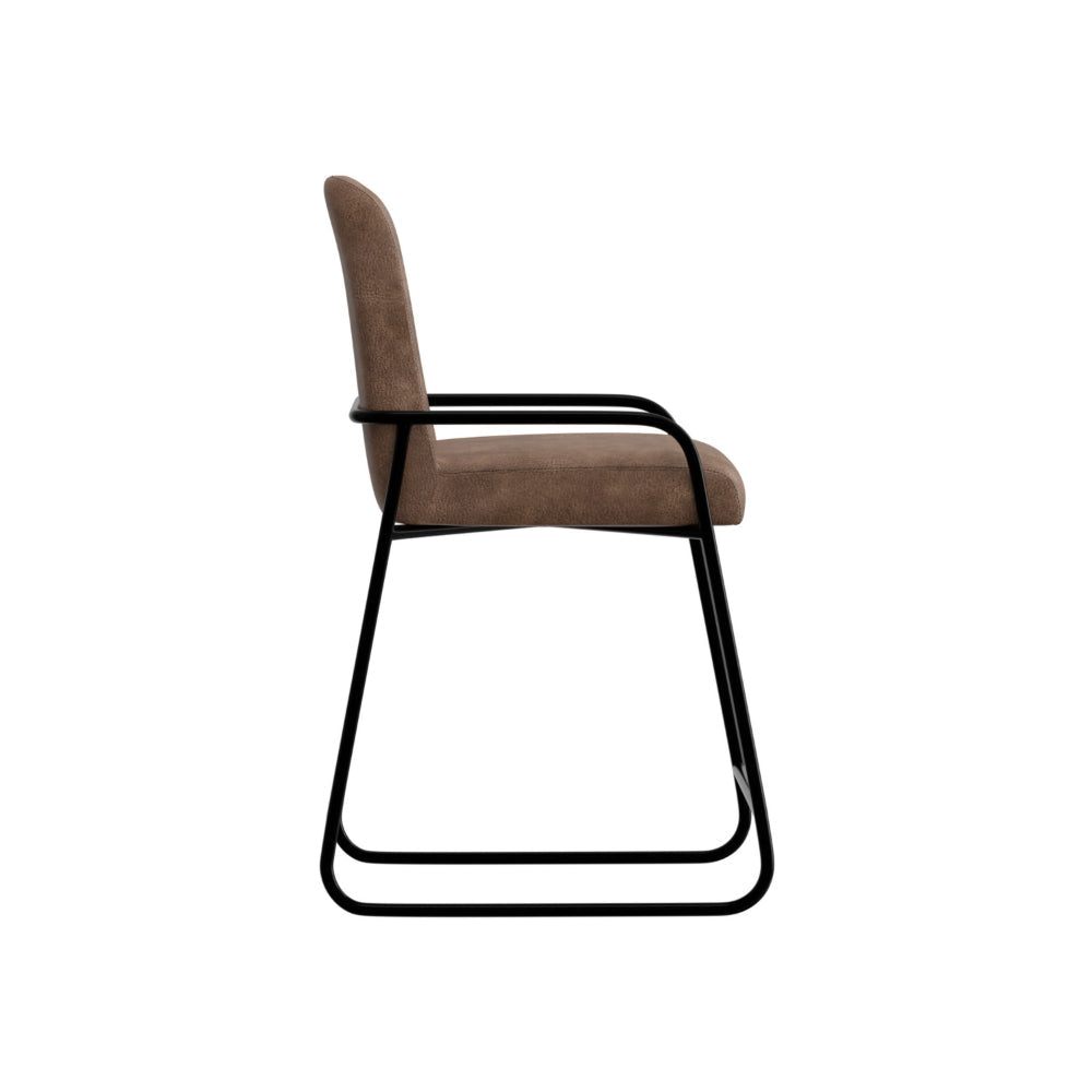 Suze Counter Height Chair Arched Back Black Cognac Brown Faux Leather By Casagear Home BM321487
