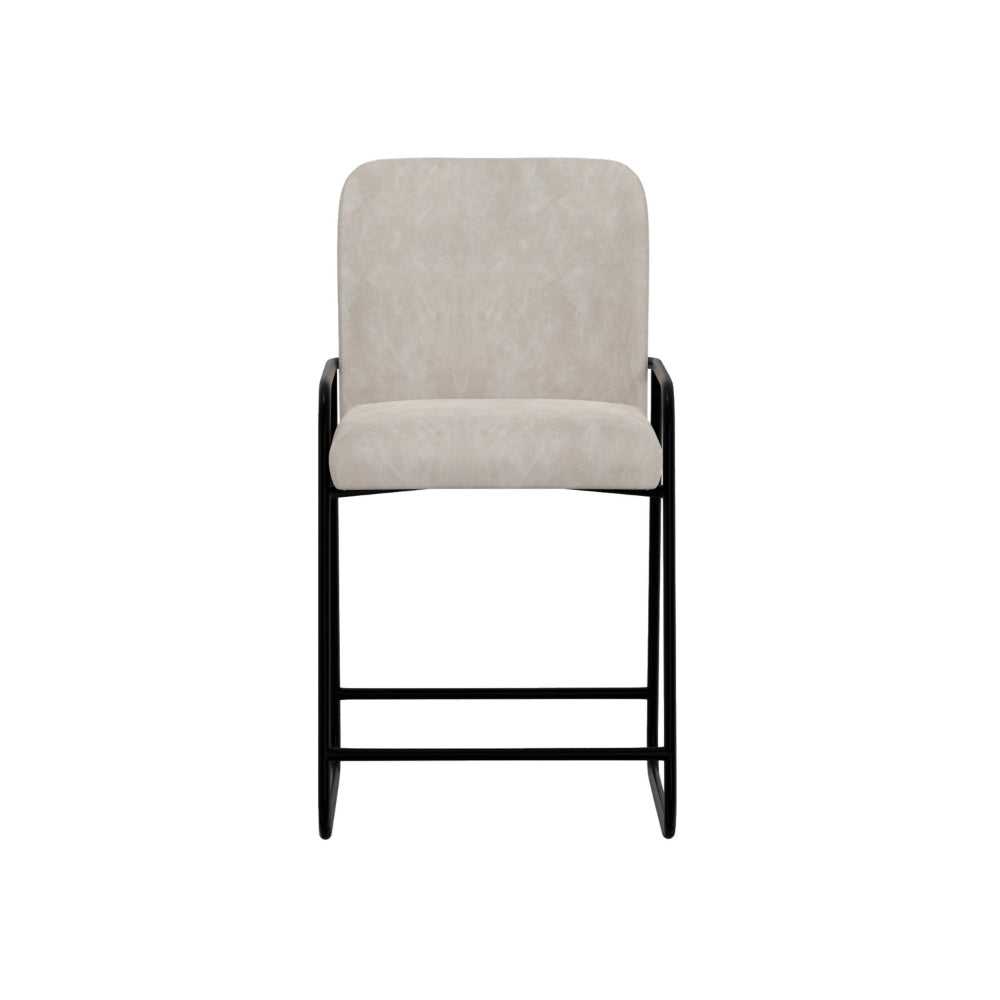 Suze Counter Height Chair Black Iron Legs Snow Gray Performance Fabric By Casagear Home BM321488