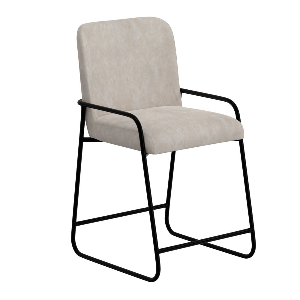 Suze Counter Height Chair Black Iron Legs Snow Gray Performance Fabric By Casagear Home BM321488