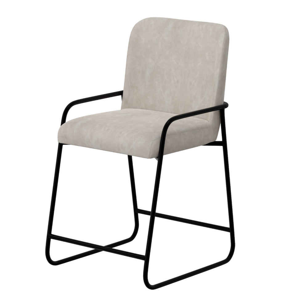 Suze Counter Height Chair Black Iron Legs Snow Gray Performance Fabric By Casagear Home BM321488