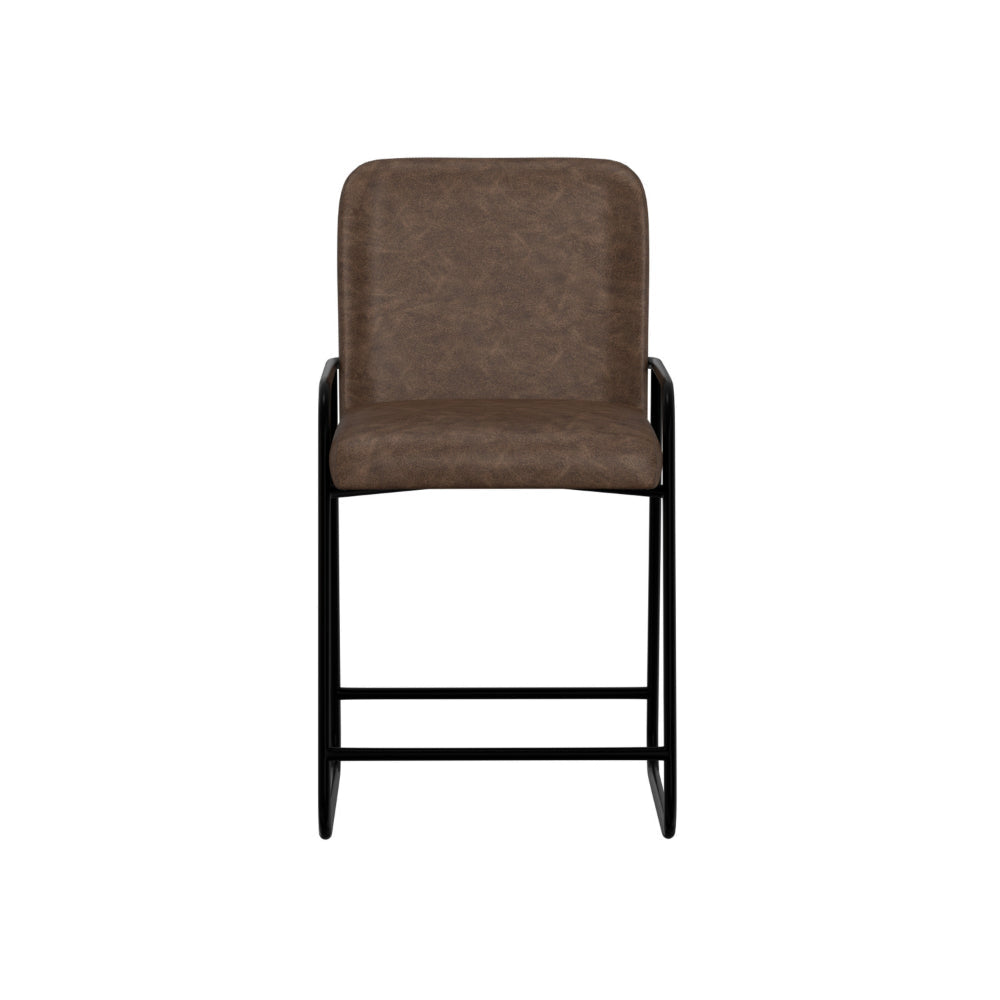 Suze Counter Height Chair Black Iron Hickory Brown Performance Fabric By Casagear Home BM321489