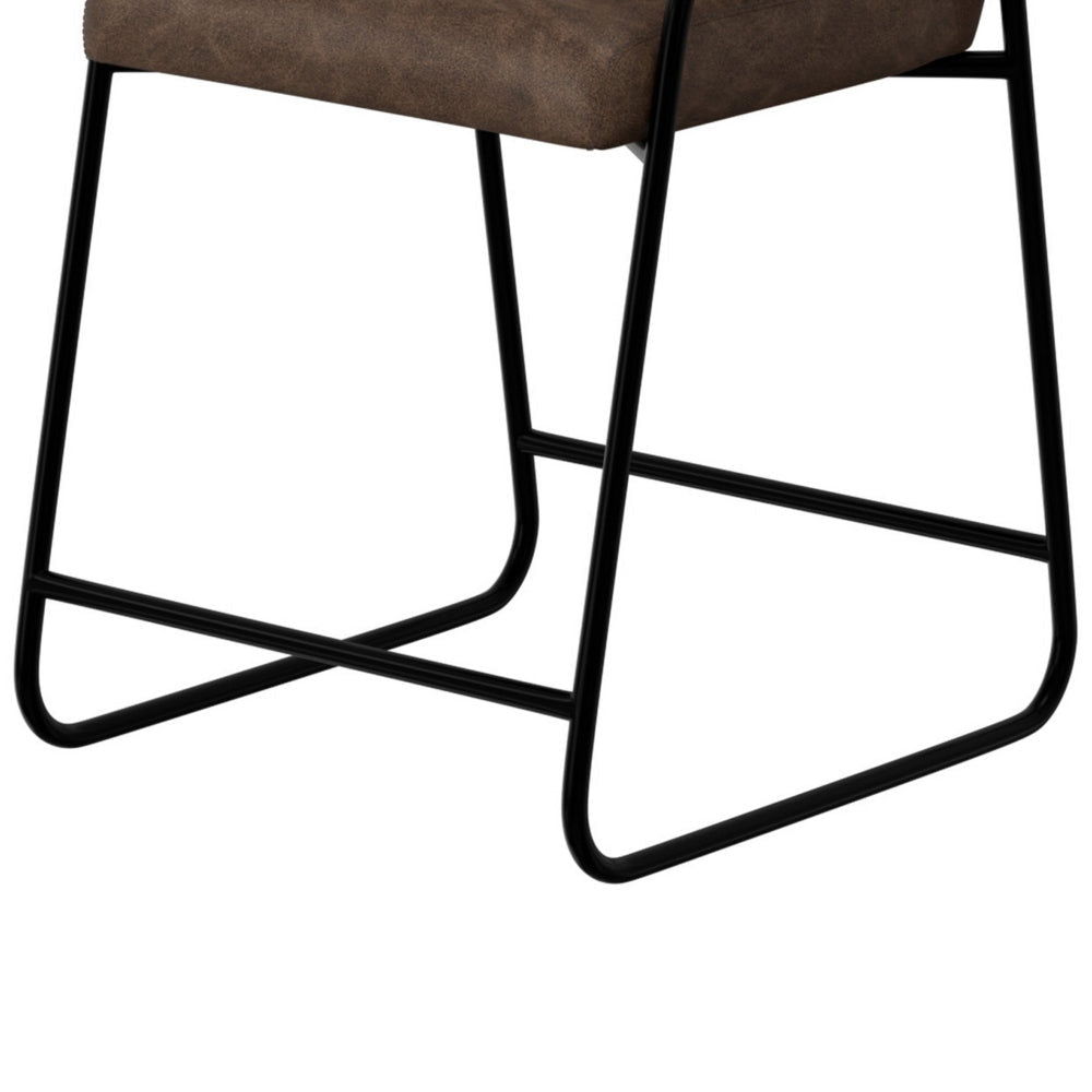Suze Counter Height Chair Black Iron Hickory Brown Performance Fabric By Casagear Home BM321489