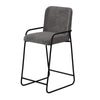 Suze Barstool Chair with Arched Back Black Iron Frame Gray Polyester By Casagear Home