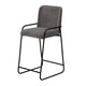 Suze Barstool Chair with Arched Back Black Iron Frame Gray Polyester By Casagear Home