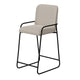 Suze Barstool Chair with Arched Back Black Iron Frame Beige Polyester By Casagear Home