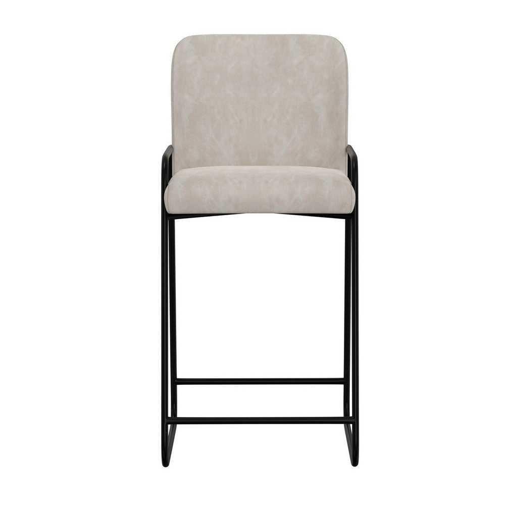 Suze Barstool Chair Arched Black Iron Frame Snow Gray Performance Fabric By Casagear Home