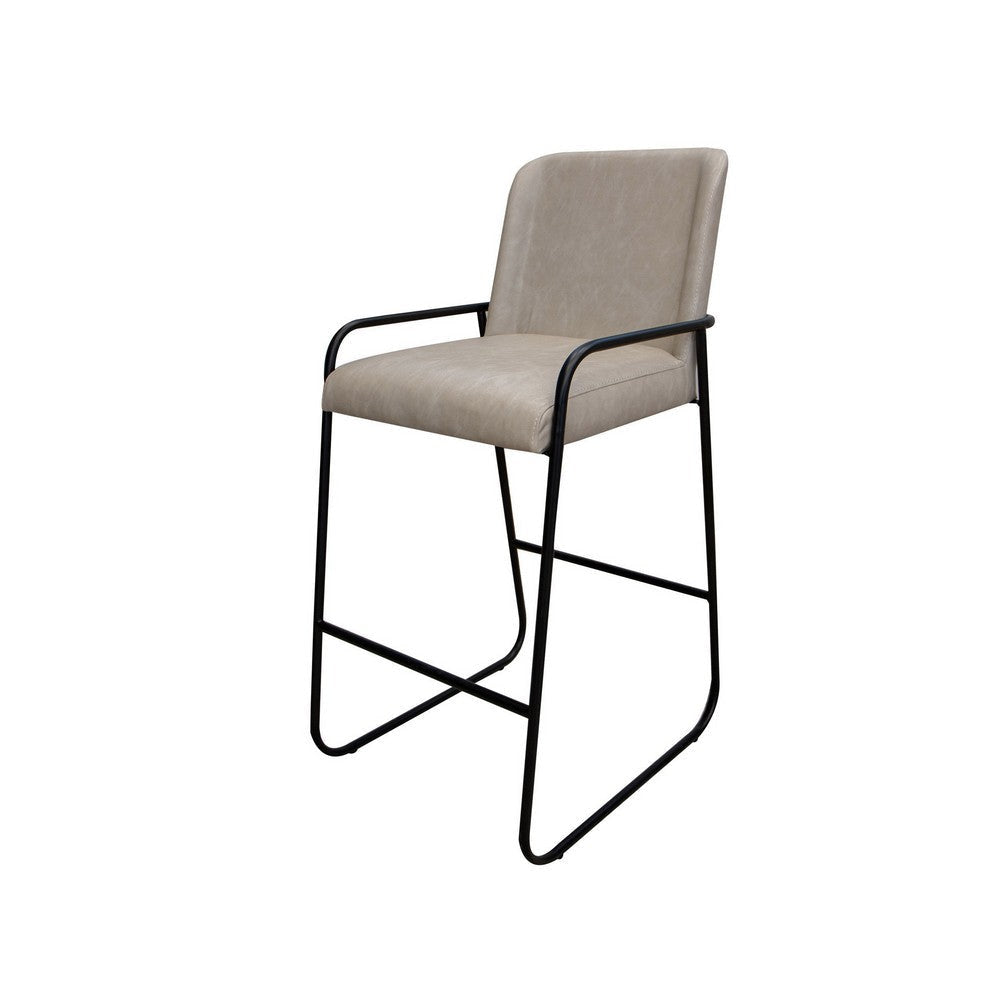 Suze Barstool Chair Arched Black Iron Frame Snow Gray Performance Fabric By Casagear Home BM321494