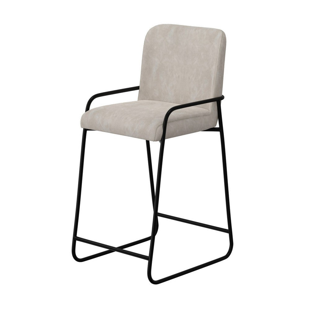 Suze Barstool Chair Arched Black Iron Frame Snow Gray Performance Fabric By Casagear Home