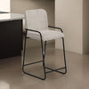 Suze Barstool Chair, Arched Black Iron Frame, Snow Gray Performance Fabric  By Casagear Home