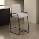 Suze Barstool Chair, Arched Black Iron Frame, Snow Gray Performance Fabric  By Casagear Home