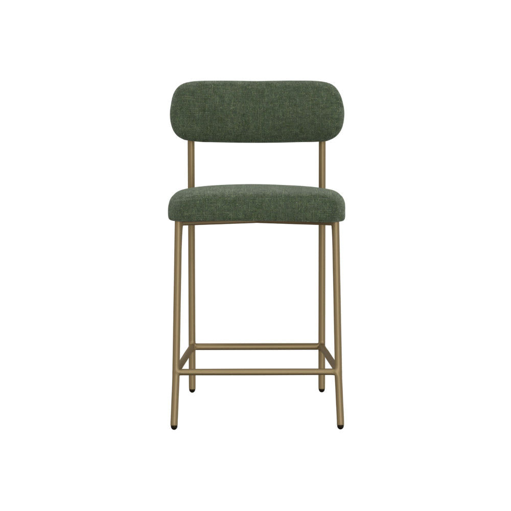 Iffa Counter Height Chair Open Back Gold Iron Olive Green Polyester By Casagear Home BM321496