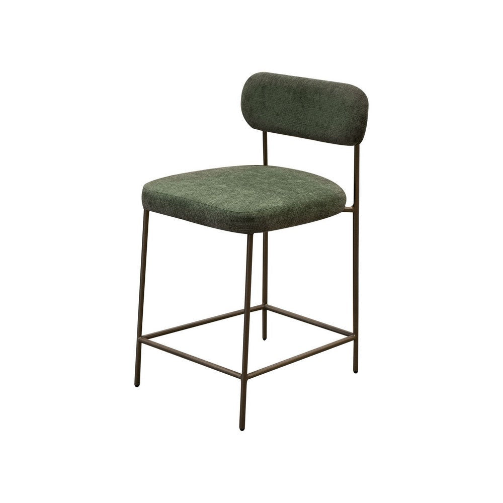 Iffa Counter Height Chair Open Back Gold Iron Olive Green Polyester By Casagear Home BM321496