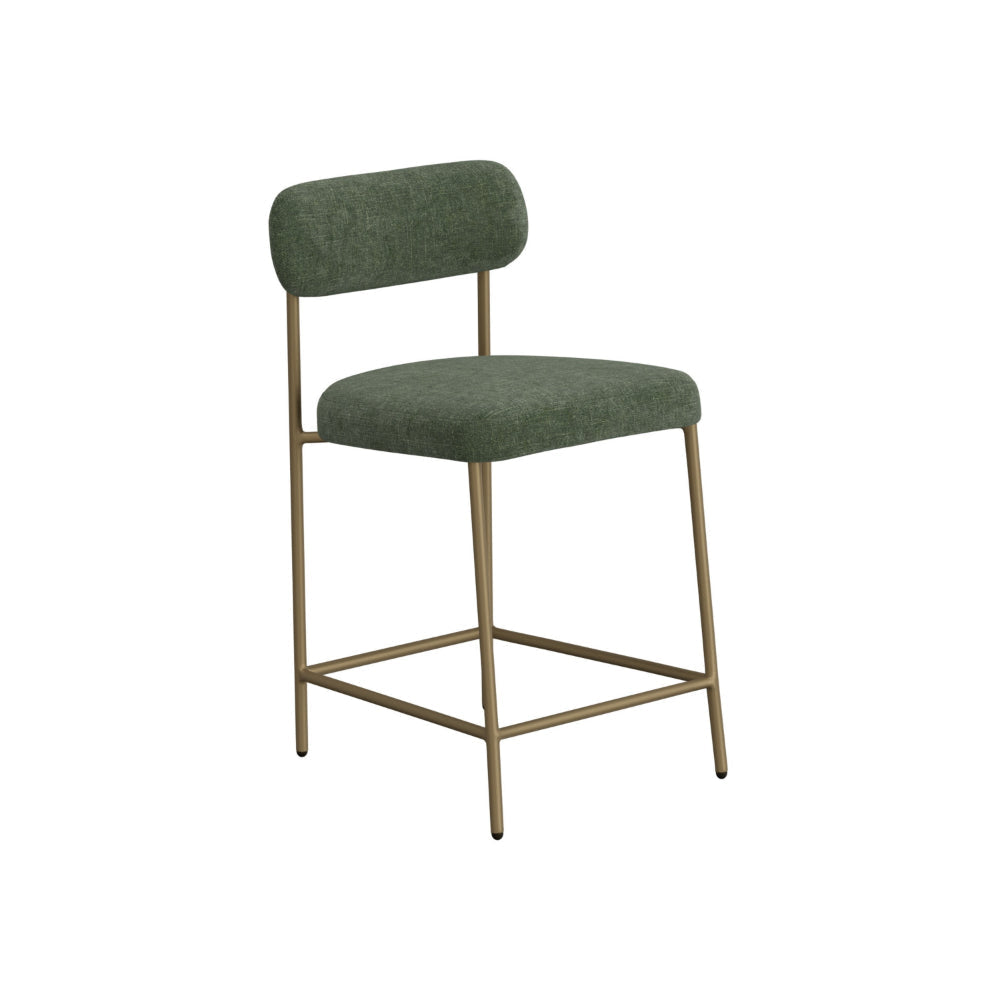 Iffa Counter Height Chair Open Back Gold Iron Olive Green Polyester By Casagear Home BM321496