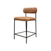 Iffa Counter Height Chair Open Back Black Iron Cognac Brown Faux Leather By Casagear Home BM321497