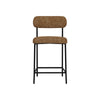 Iffa Counter Height Chair Open Back Black Iron Cognac Brown Faux Leather By Casagear Home BM321497