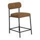 Iffa Counter Height Chair Open Back Black Iron Cognac Brown Faux Leather By Casagear Home BM321497