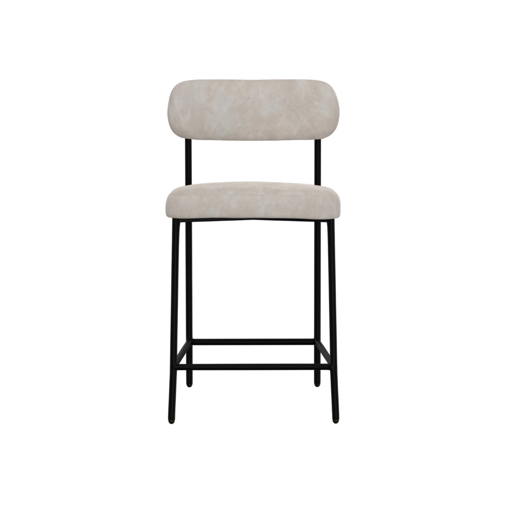 Iffa Counter Height Chair Open Black Iron Snow Gray Performance Fabric By Casagear Home BM321498
