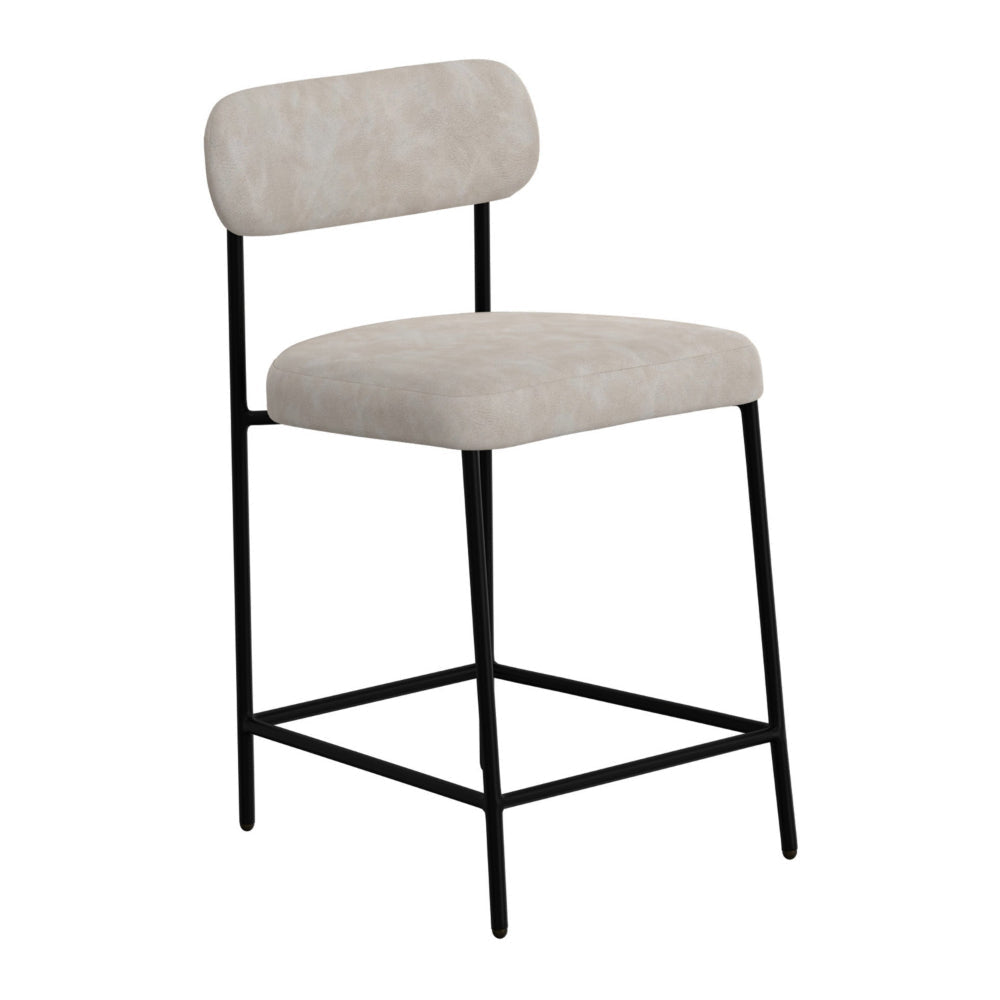 Iffa Counter Height Chair Open Black Iron Snow Gray Performance Fabric By Casagear Home BM321498