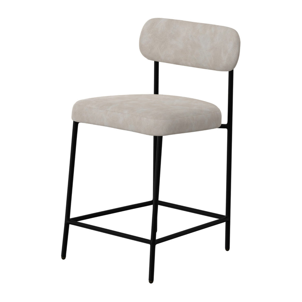 Iffa Counter Height Chair Open Black Iron Snow Gray Performance Fabric By Casagear Home BM321498