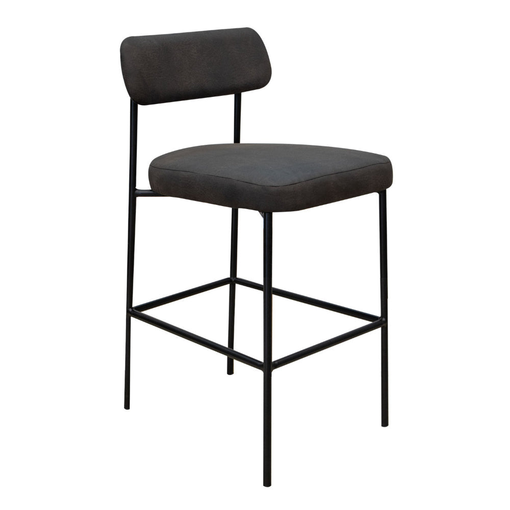 Iffa Counter Height Chair Open Back Black Iron Frame Black Polyester By Casagear Home BM321499