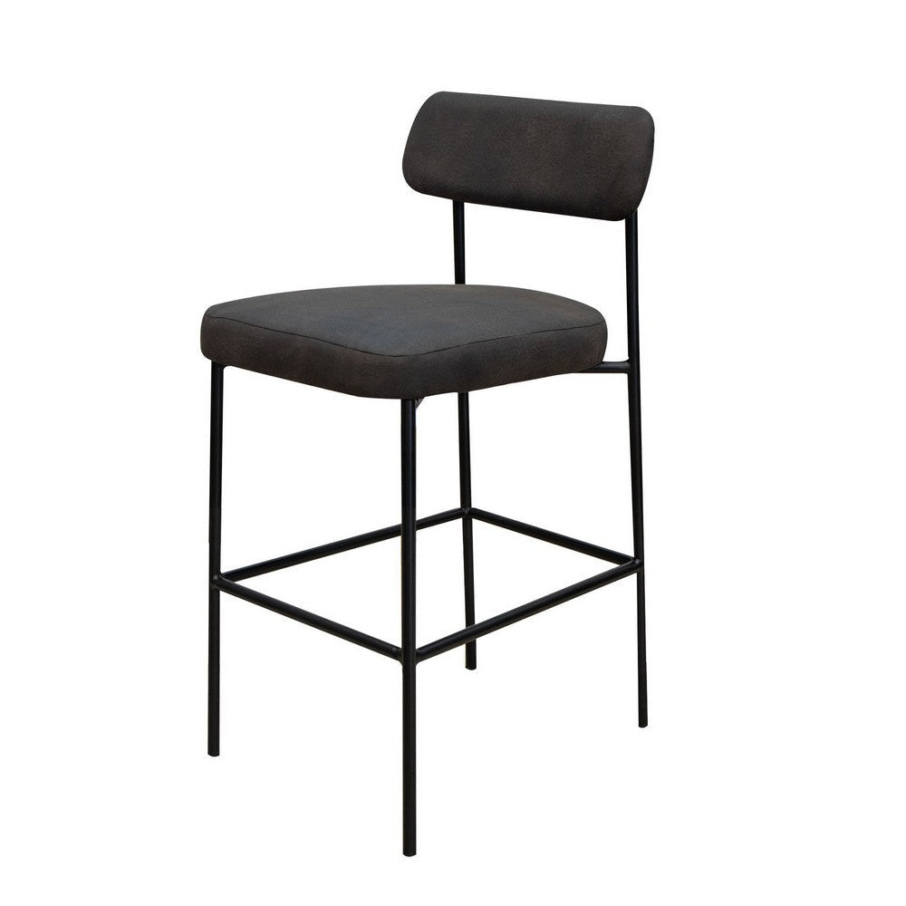 Iffa Counter Height Chair Open Back Black Iron Frame Black Polyester By Casagear Home BM321499