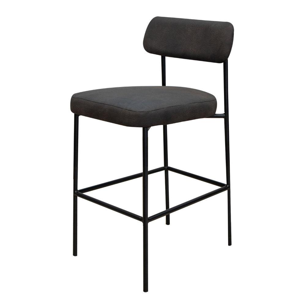 Iffa Counter Height Chair Open Back Black Iron Frame Black Polyester By Casagear Home BM321499