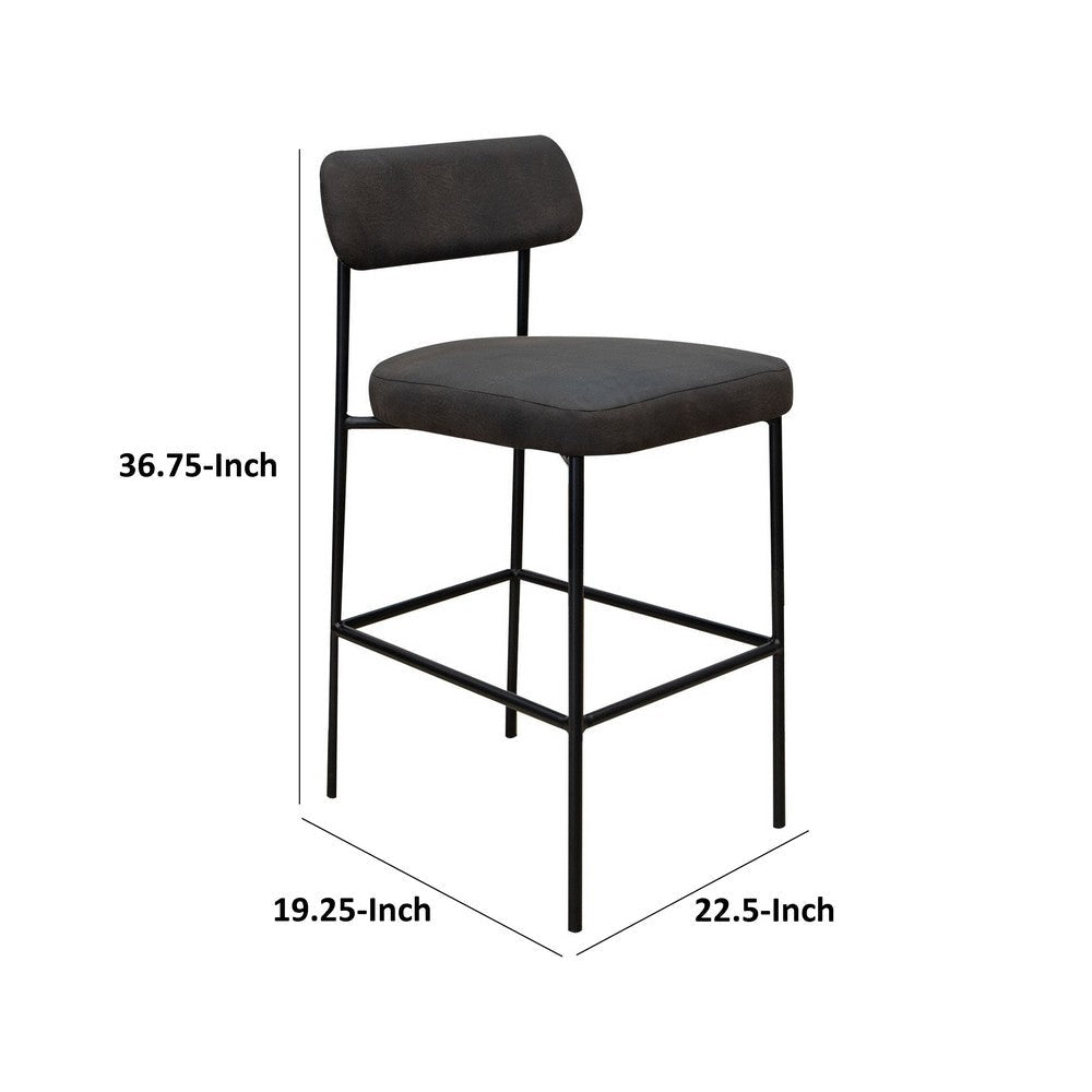 Iffa Counter Height Chair Open Back Black Iron Frame Black Polyester By Casagear Home BM321499