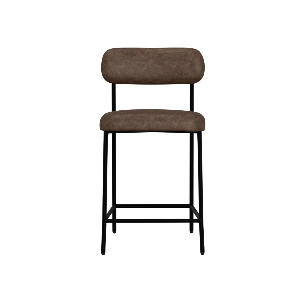 Iffa Counter Height Chair Black Iron Hickory Brown Performance Fabric By Casagear Home BM321500