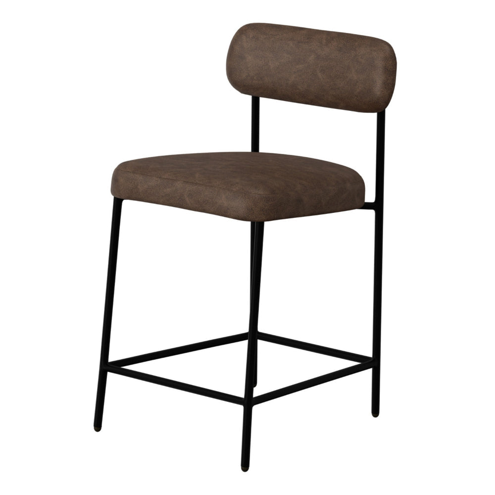 Iffa Counter Height Chair Black Iron Hickory Brown Performance Fabric By Casagear Home BM321500