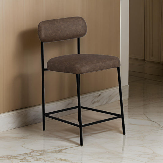 Iffa Counter Height Chair, Black Iron, Hickory Brown Performance Fabric By Casagear Home