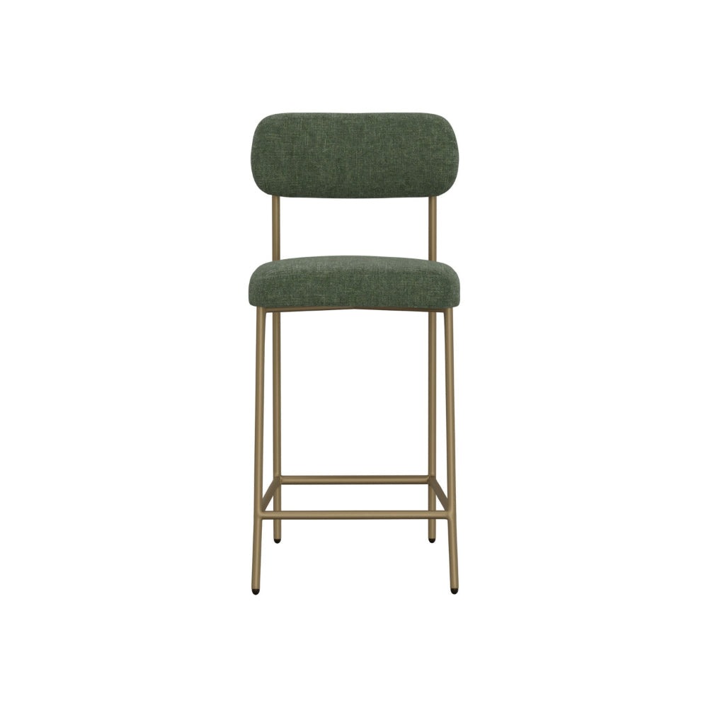 Iffa Barstool Chair Open Back Black Iron Gold Olive Green Polyester By Casagear Home BM321501