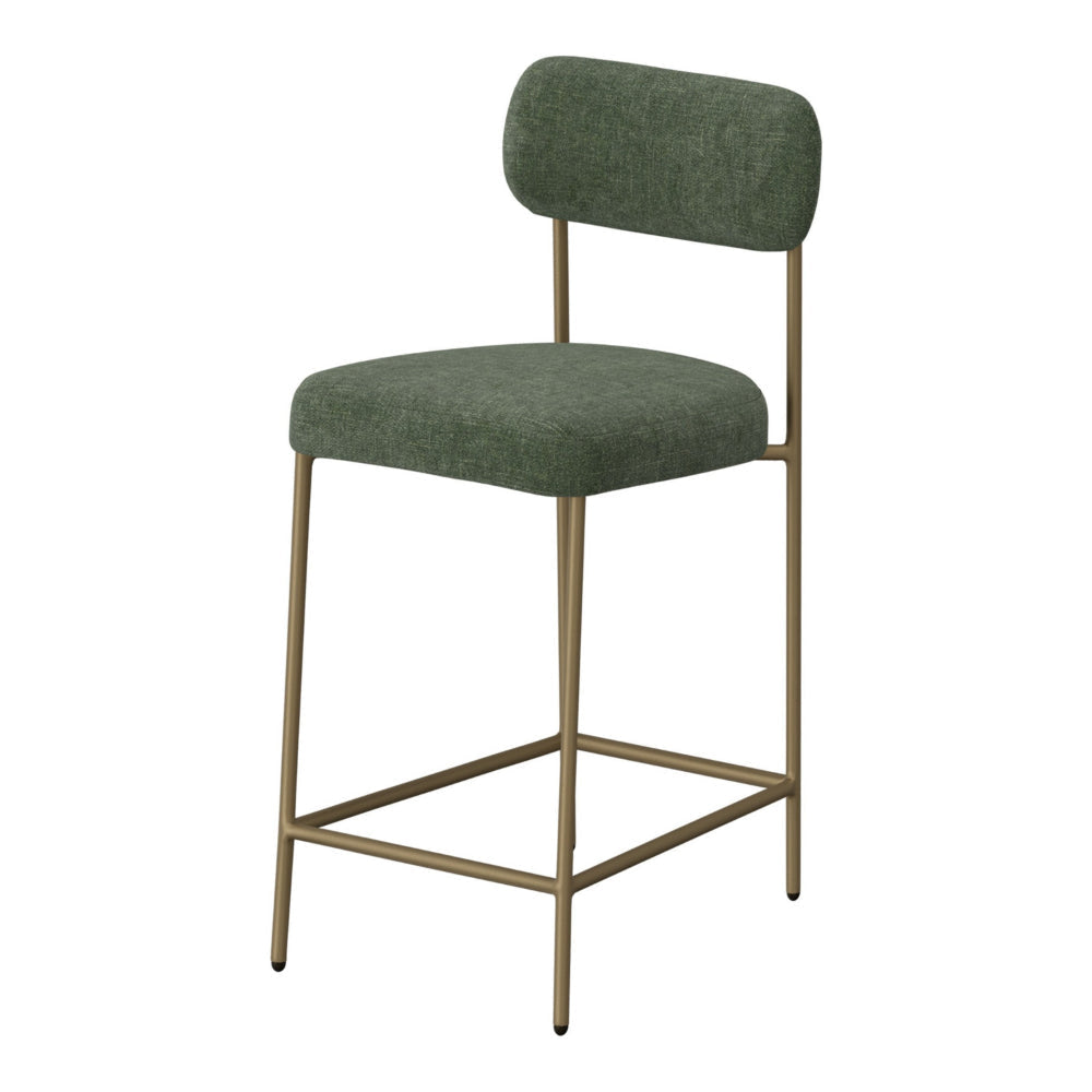 Iffa Barstool Chair Open Back Black Iron Gold Olive Green Polyester By Casagear Home BM321501