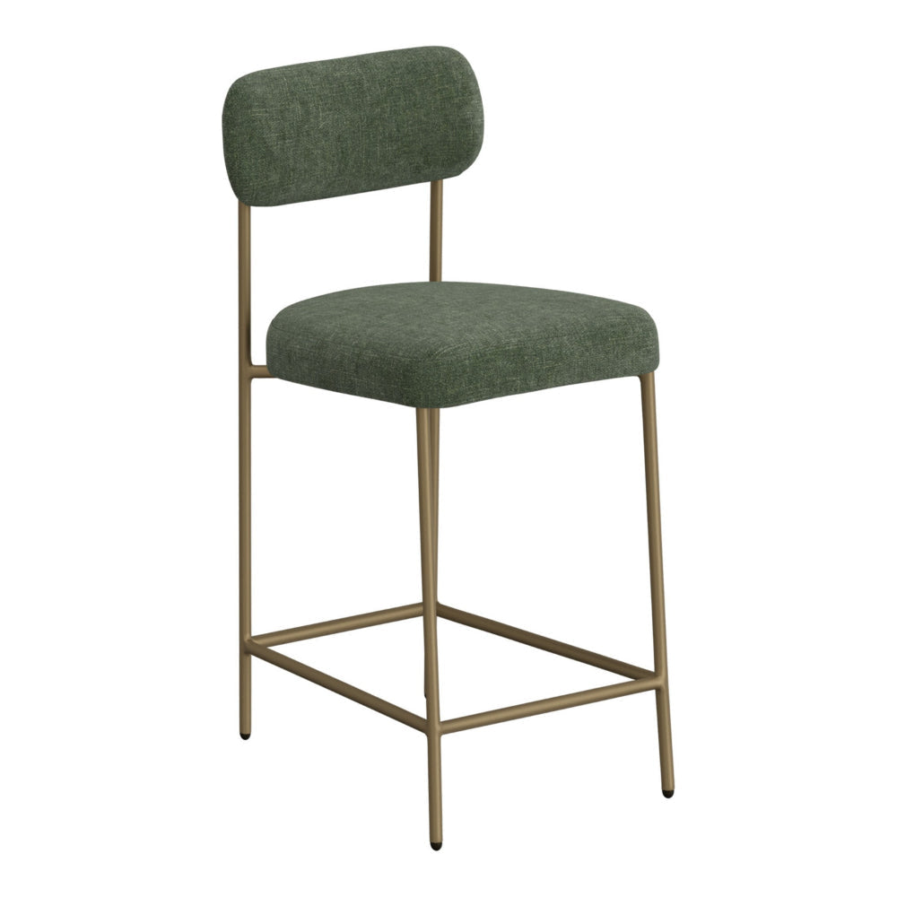 Iffa Barstool Chair Open Back Black Iron Gold Olive Green Polyester By Casagear Home BM321501