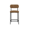 Iffa Barstool Chair Open Back Black Iron Cognac Brown Faux Leather By Casagear Home BM321502
