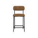 Iffa Barstool Chair Open Back Black Iron Cognac Brown Faux Leather By Casagear Home BM321502