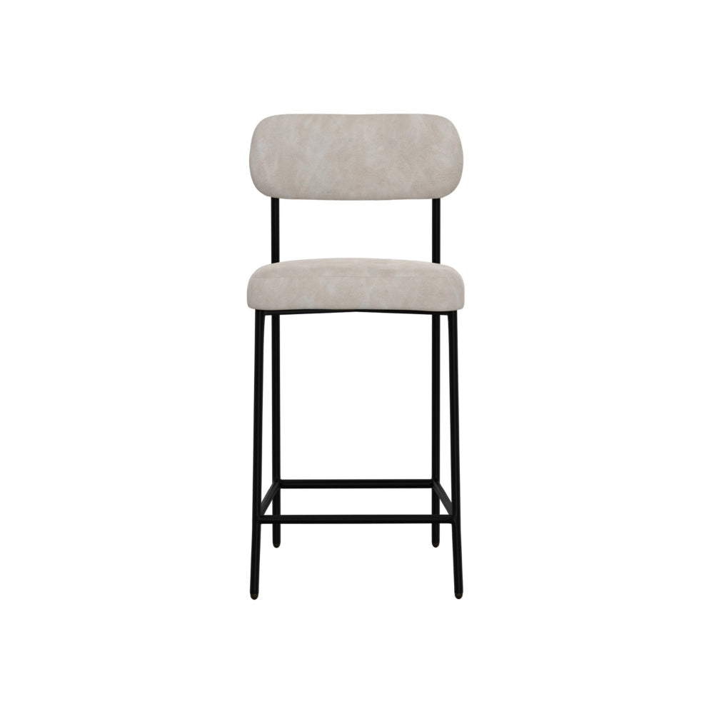 Iffa Barstool Chair Open Black Iron Frame Snow Gray Performance Fabric By Casagear Home BM321503