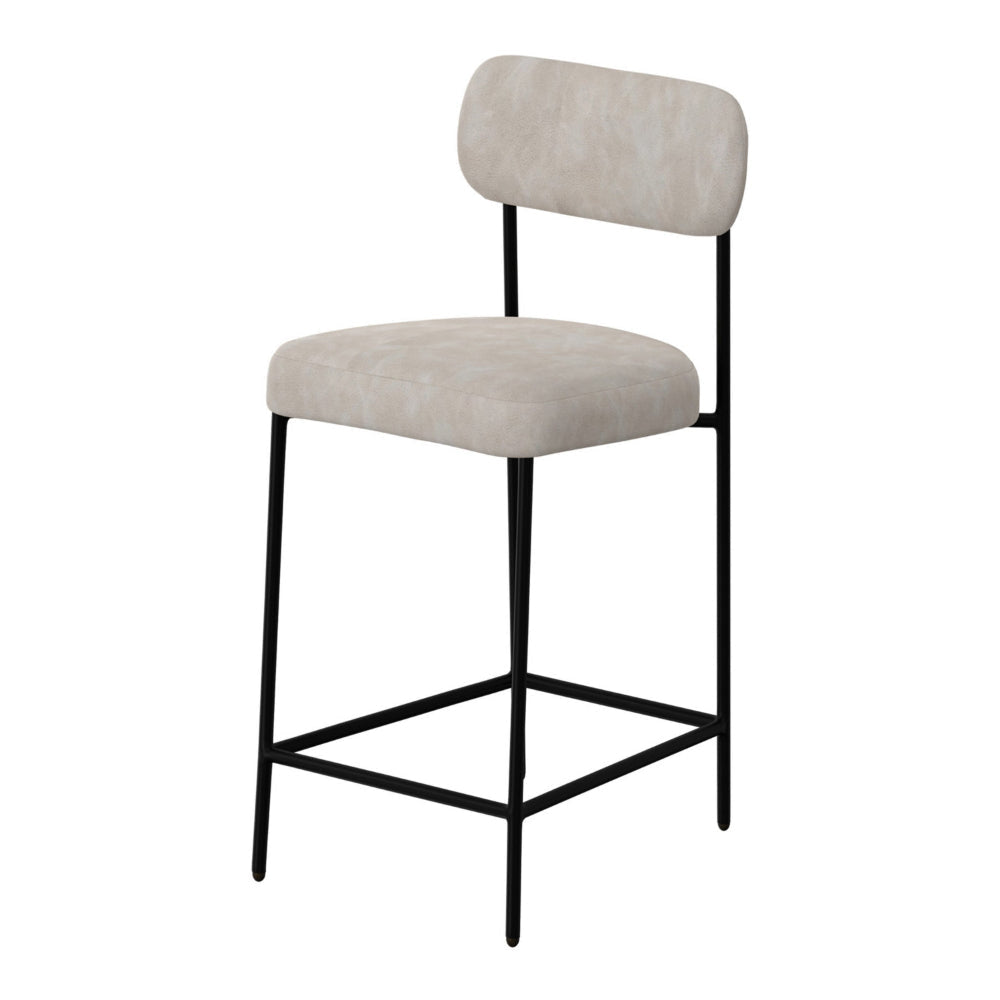 Iffa Barstool Chair Open Black Iron Frame Snow Gray Performance Fabric By Casagear Home BM321503