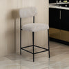 Iffa Barstool Chair, Open Black Iron Frame, Snow Gray Performance Fabric By Casagear Home