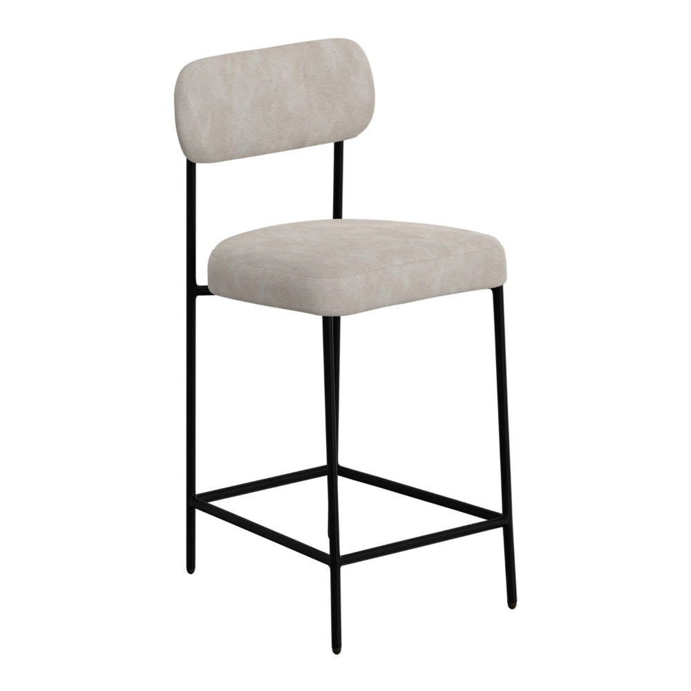 Iffa Barstool Chair Open Black Iron Frame Snow Gray Performance Fabric By Casagear Home BM321503