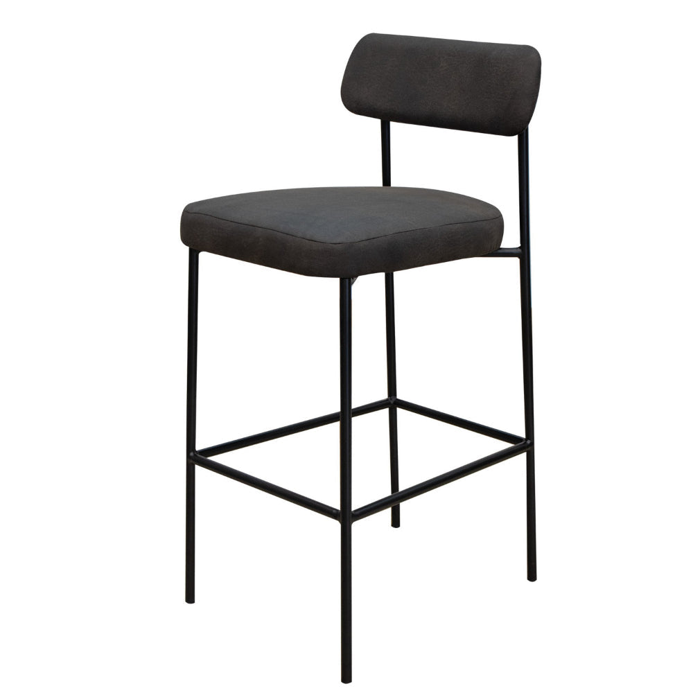 Iffa Barstool Chair Open Back Black Iron and Rich Anti Stain Polyester By Casagear Home BM321504