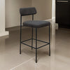 Iffa Barstool Chair, Open Back, Black Iron and Rich Anti Stain Polyester By Casagear Home