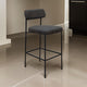 Iffa Barstool Chair, Open Back, Black Iron and Rich Anti Stain Polyester By Casagear Home