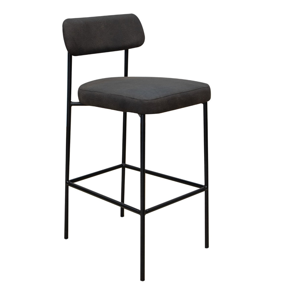Iffa Barstool Chair Open Back Black Iron and Rich Anti Stain Polyester By Casagear Home BM321504
