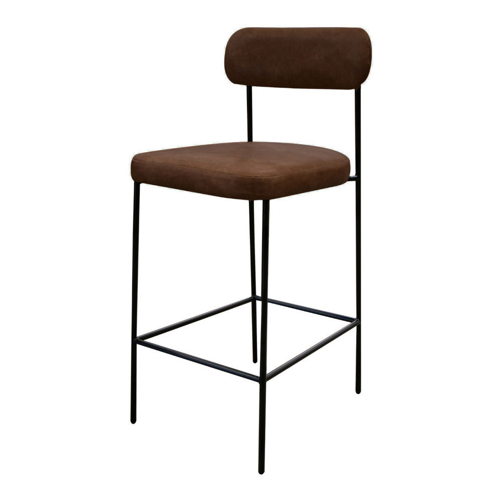 Iffa Barstool Chair Black Iron Frame Hickory Brown Performance Fabric By Casagear Home BM321505