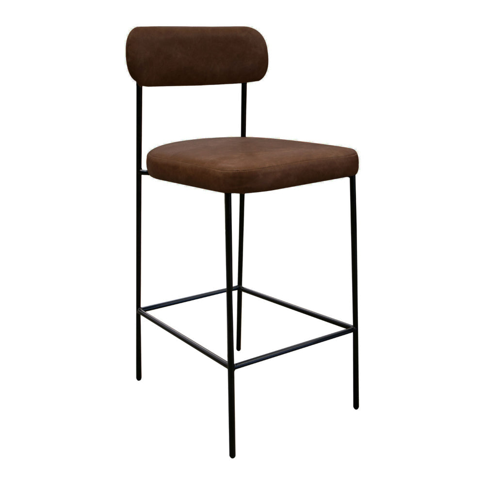 Iffa Barstool Chair Black Iron Frame Hickory Brown Performance Fabric By Casagear Home BM321505