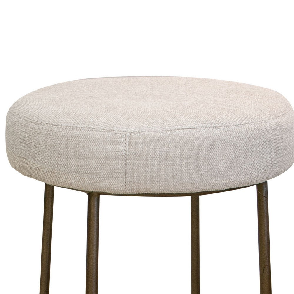 Tomy Barstool Round Seat Blacksmith Gold Metal Frame Beige Polyester By Casagear Home BM321508