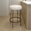 Tomy Barstool, Round Seat, Blacksmith Gold Metal Frame, Beige Polyester By Casagear Home