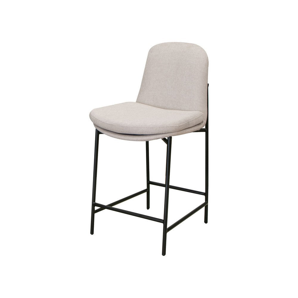 Reeve Counter Height Chair Black Iron Water-Resistant Beige Polyester By Casagear Home BM321510