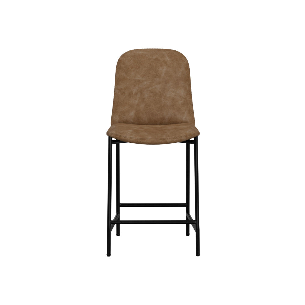 Reeve Counter Height Chair Water-Resistant Cognac Brown Faux Leather By Casagear Home BM321511
